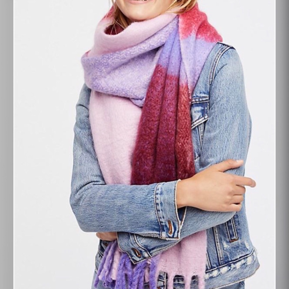 Free People Plaid Fringe Scarf